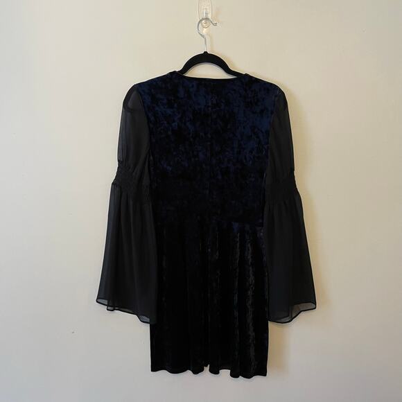 BCBGeneration S black velvet mini dress dark fairycore long sleeve goth boho - Picture 5 of 6